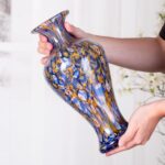 KAMMAK Colored Glass Vase, Beautiful Hand Blown Decorative Vase, Modern Art Vase for Flower Mantle Dining Table Centerpiece, Entryway Living Room Wedding Decoration, 8HPHR017
