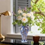 KAMMAK Colored Glass Vase, Beautiful Hand Blown Decorative Vase, Modern Art Vase for Flower Mantle Dining Table Centerpiece, Entryway Living Room Wedding Decoration, 8HPHR017