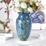 KAMMAK Colored Glass Vase, Beautiful Hand Blown Decorative Vase, Modern Art Vase for Flower Mantle Dining Table Centerpiece, Entryway Living Room Wedding Decoration (JG2120)