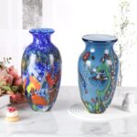 KAMMAK Colored Glass Vase, Beautiful Hand Blown Decorative Vase, Modern Art Vase for Flower Mantle Dining Table Centerpiece, Entryway Living Room Wedding Decoration (JG2120)