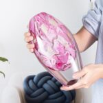 KAMMAK Colored Glass Vase, Beautiful Hand Blown Decorative Vase, Modern Art Vase for Flower Mantle Dining Table Centerpiece, Entryway Living Room Wedding Decoration, FH02143 KAMMAK 8HPFH02143 glass vase styled on dining table image 5