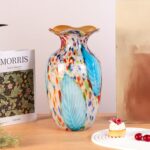 KAMMAK Colored Glass Vase, Beautiful Hand Blown Decorative Vase, Modern Art Vase for Flower Mantle Dining Table Centerpiece, Entryway Living Room Wedding Decoration, 8HPQSKQ014