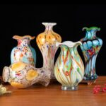 KAMMAK Colored Glass Vase, Beautiful Hand Blown Decorative Vase, Modern Art Vase for Flower Mantle Dining Table Centerpiece, Entryway Living Room Wedding Decoration, 8HPQSKQ014