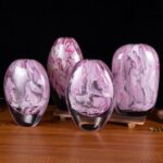KAMMAK Colored Glass Vase, Beautiful Hand Blown Decorative Vase, Modern Art Vase for Flower Mantle Dining Table Centerpiece, Entryway Living Room Wedding Decoration, FH02143 KAMMAK 8HPFH02143 glass vase scale and proportion view image 6