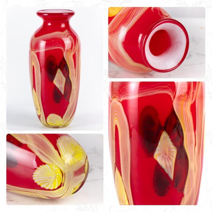 KAMMAK Colored Glass Vase, Beautiful Hand Blown Decorative Vase, Modern Art Vase for Flower Mantle Dining Table Centerpiece, Entryway Living Room Wedding Decoration (JG2011) KAMMAK 8HPJG02011 glass vase close-up material texture detail image 4