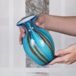 KAMMAK Colored Glass Vase, Beautiful Hand Blown Decorative Vase, Modern Art Vase for Flower Mantle Dining Table Centerpiece, Entryway Living Room Wedding Decoration (JG2013) KAMMAK 8HPJG02013 glass vase styled on dining table image 5