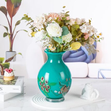 KAMMAK Colored Glass Vase, Beautiful Hand Blown Decorative Vase, Modern Art Vase for Flower Mantle Dining Table Centerpiece, Entryway Living Room Wedding Decoration (JG2057)