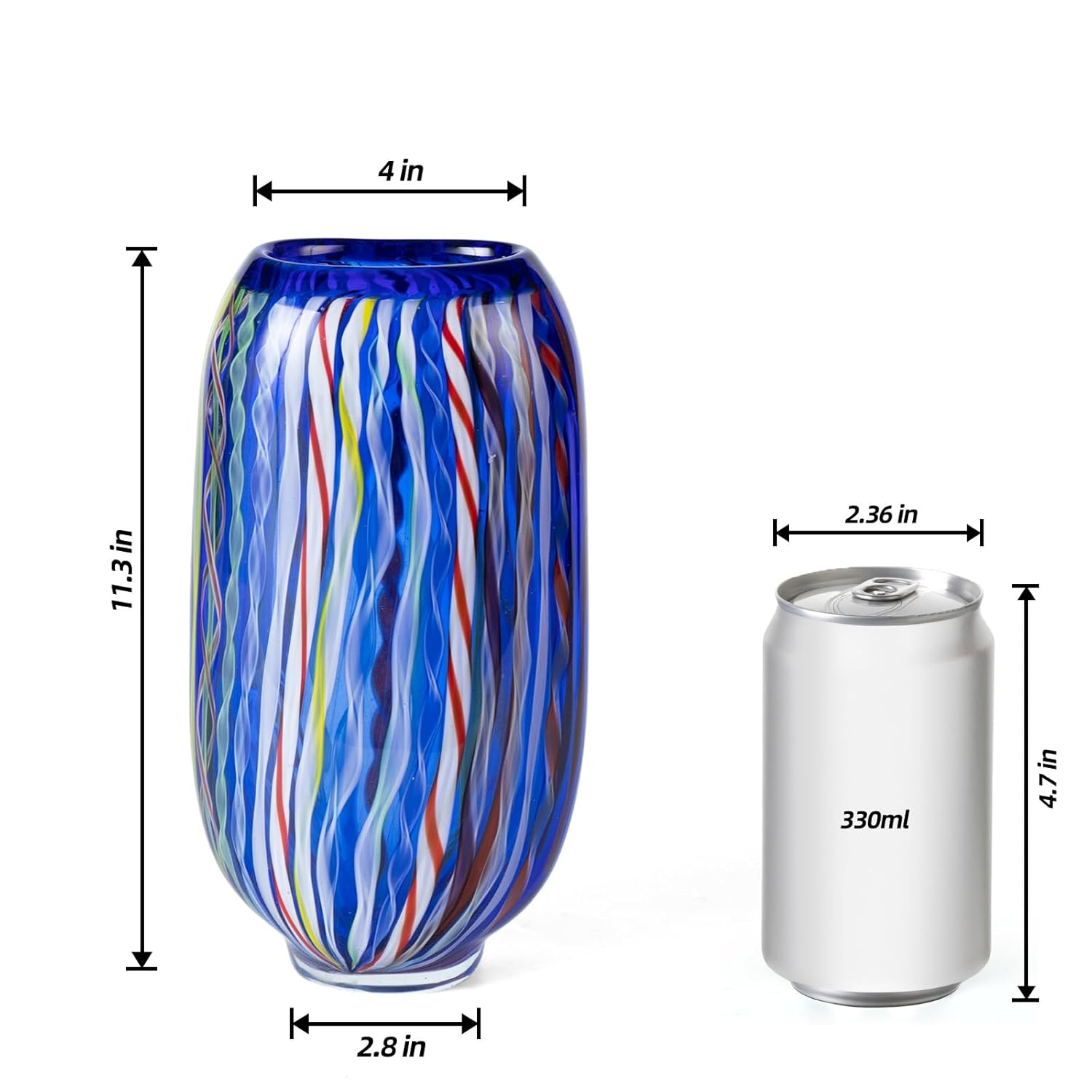 KAMMAK 8HPJG02005 glass vase front view in product description