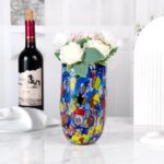 KAMMAK Colored Glass Vase, Beautiful Hand Blown Decorative Vase, Modern Art Vase for Flower Mantle Dining Table Centerpiece, Entryway Living Room Wedding Decoration (JG2058) KAMMAK 8HPJG02058 glass vase side angle view showing silhouette