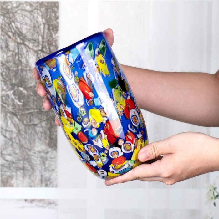KAMMAK Colored Glass Vase, Beautiful Hand Blown Decorative Vase, Modern Art Vase for Flower Mantle Dining Table Centerpiece, Entryway Living Room Wedding Decoration (JG2058) KAMMAK 8HPJG02058 glass vase scale and proportion view image 6