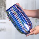 KAMMAK Colored Glass Vase, Beautiful Hand Blown Decorative Vase, Modern Art Vase for Flower Mantle Dining Table Centerpiece, Entryway Living Room Wedding Decoration (JG2005) KAMMAK 8HPJG02005 glass vase shape and proportion detail image 3