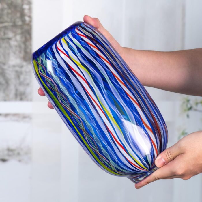 KAMMAK Colored Glass Vase, Beautiful Hand Blown Decorative Vase, Modern Art Vase for Flower Mantle Dining Table Centerpiece, Entryway Living Room Wedding Decoration (JG2005) KAMMAK 8HPJG02005 glass vase shape and proportion detail image 3