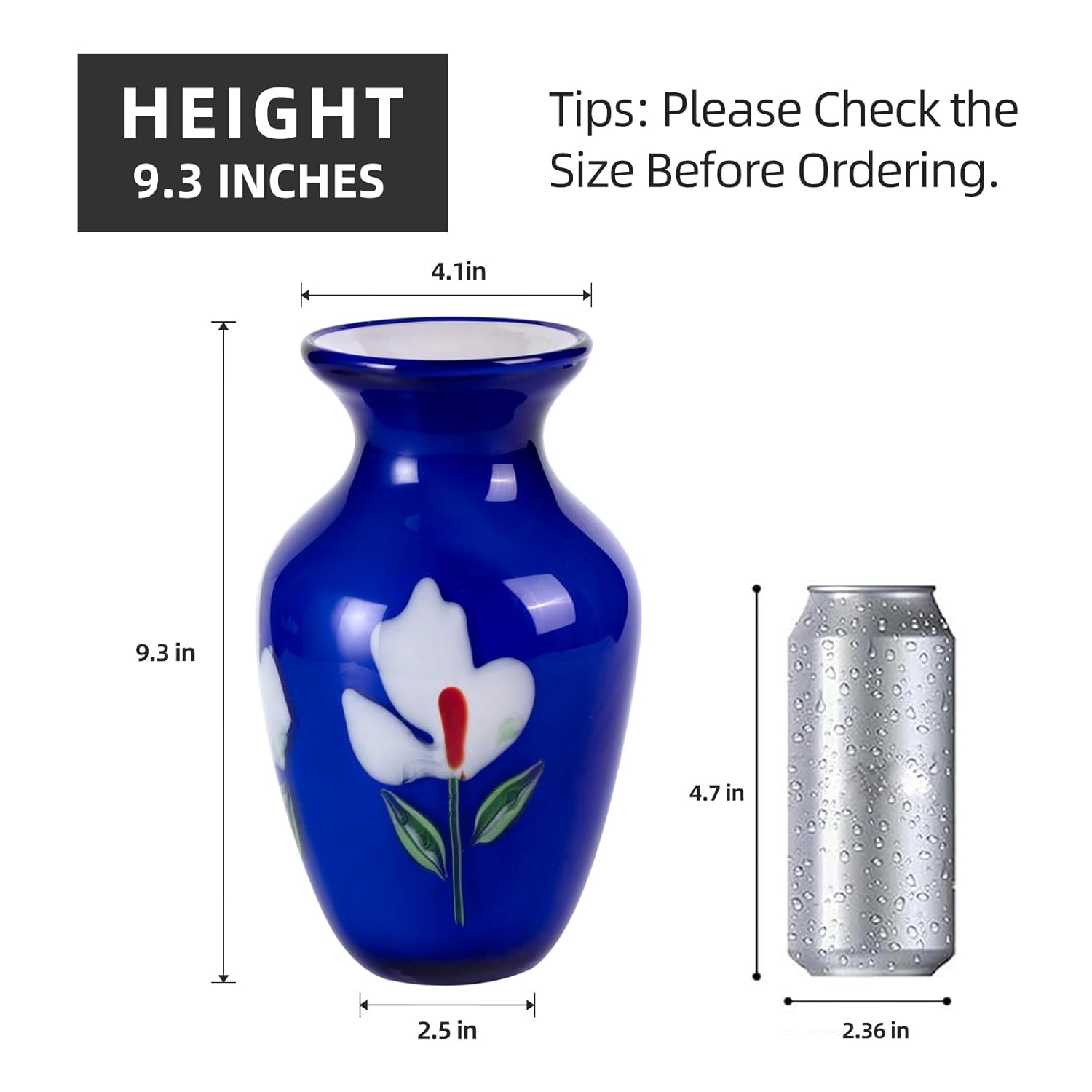 KAMMAK 8HPJG02062 glass vase front view in product description