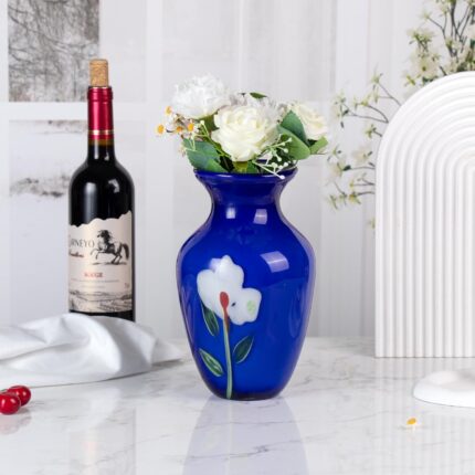 KAMMAK Colored Glass Vase, Beautiful Hand Blown Decorative Vase, Modern Art Vase for Flower Mantle Dining Table Centerpiece, Entryway Living Room Wedding Decoration (JG2062)