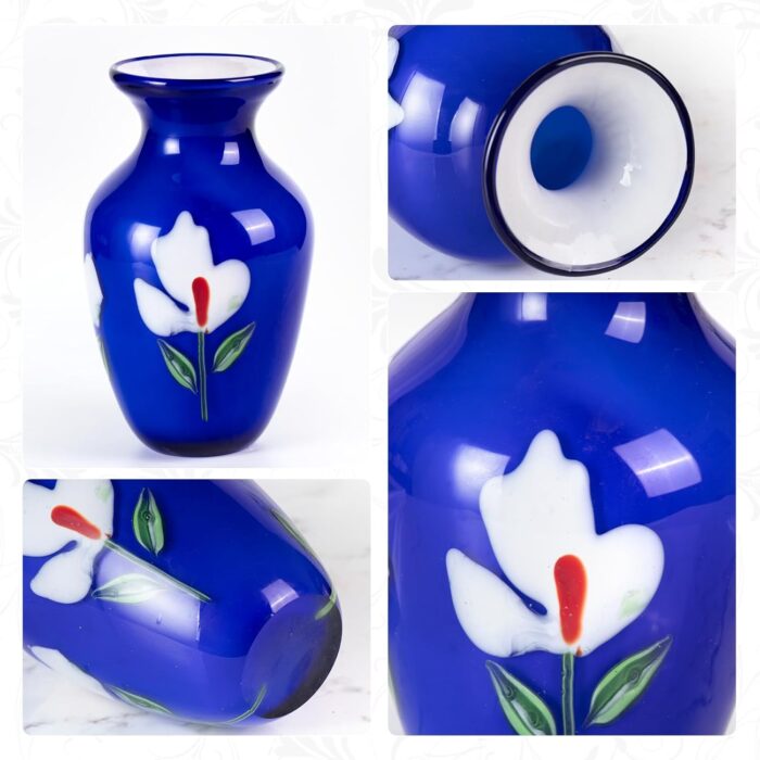 KAMMAK Colored Glass Vase, Beautiful Hand Blown Decorative Vase, Modern Art Vase for Flower Mantle Dining Table Centerpiece, Entryway Living Room Wedding Decoration (JG2062) KAMMAK 8HPJG02062 glass vase close-up material texture detail image 4