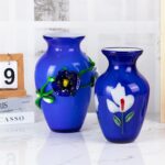 KAMMAK Colored Glass Vase, Beautiful Hand Blown Decorative Vase, Modern Art Vase for Flower Mantle Dining Table Centerpiece, Entryway Living Room Wedding Decoration (JG2062) KAMMAK 8HPJG02062 glass vase styled on dining table image 5