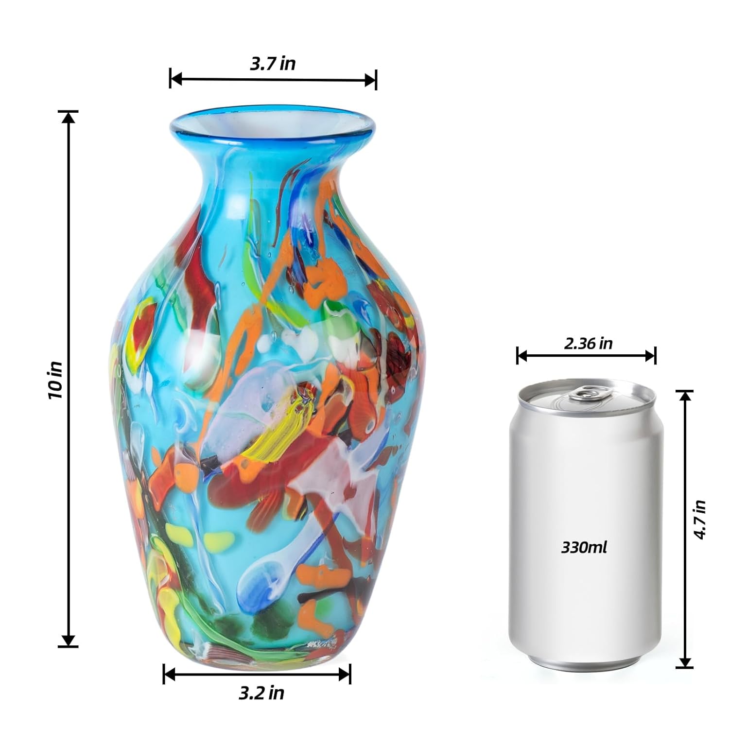 KAMMAK 8HPJG02064 glass vase front view in product description