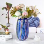 KAMMAK Colored Glass Vase, Beautiful Hand Blown Decorative Vase, Modern Art Vase for Flower Mantle Dining Table Centerpiece, Entryway Living Room Wedding Decoration (JG2005) KAMMAK 8HPJG02005 glass vase side angle view showing silhouette