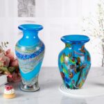 KAMMAK Colored Glass Vase, Beautiful Hand Blown Decorative Vase, Modern Art Vase for Flower Mantle Dining Table Centerpiece, Entryway Living Room Wedding Decoration (JG2064) KAMMAK 8HPJG02064 glass vase scale and proportion view image 6