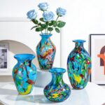 KAMMAK Colored Glass Vase, Beautiful Hand Blown Decorative Vase, Modern Art Vase for Flower Mantle Dining Table Centerpiece, Entryway Living Room Wedding Decoration (JG2064) KAMMAK 8HPJG02064 glass vase decorative craft detail image 7