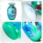 KAMMAK Colored Glass Vase, Beautiful Hand Blown Decorative Vase, Modern Art Vase for Flower Mantle Dining Table Centerpiece, Entryway Living Room Wedding Decoration (JG2068) KAMMAK 8HPJG02068 glass vase styled on dining table image 5