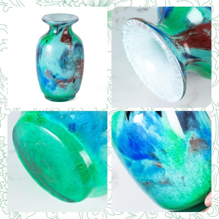 KAMMAK Colored Glass Vase, Beautiful Hand Blown Decorative Vase, Modern Art Vase for Flower Mantle Dining Table Centerpiece, Entryway Living Room Wedding Decoration (JG2068) KAMMAK 8HPJG02068 glass vase styled on dining table image 5