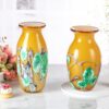 KAMMAK Colored Glass Vase, Beautiful Hand Blown Decorative Vase, Modern Art Vase for Flower Mantle Dining Table Centerpiece, Entryway Living Room Wedding Decoration (JG2069) KAMMAK 8HPJG02069 glass vase scale and proportion view image 6