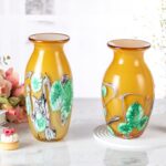 KAMMAK Colored Glass Vase, Beautiful Hand Blown Decorative Vase, Modern Art Vase for Flower Mantle Dining Table Centerpiece, Entryway Living Room Wedding Decoration (JG2069) KAMMAK 8HPJG02069 glass vase scale and proportion view image 6
