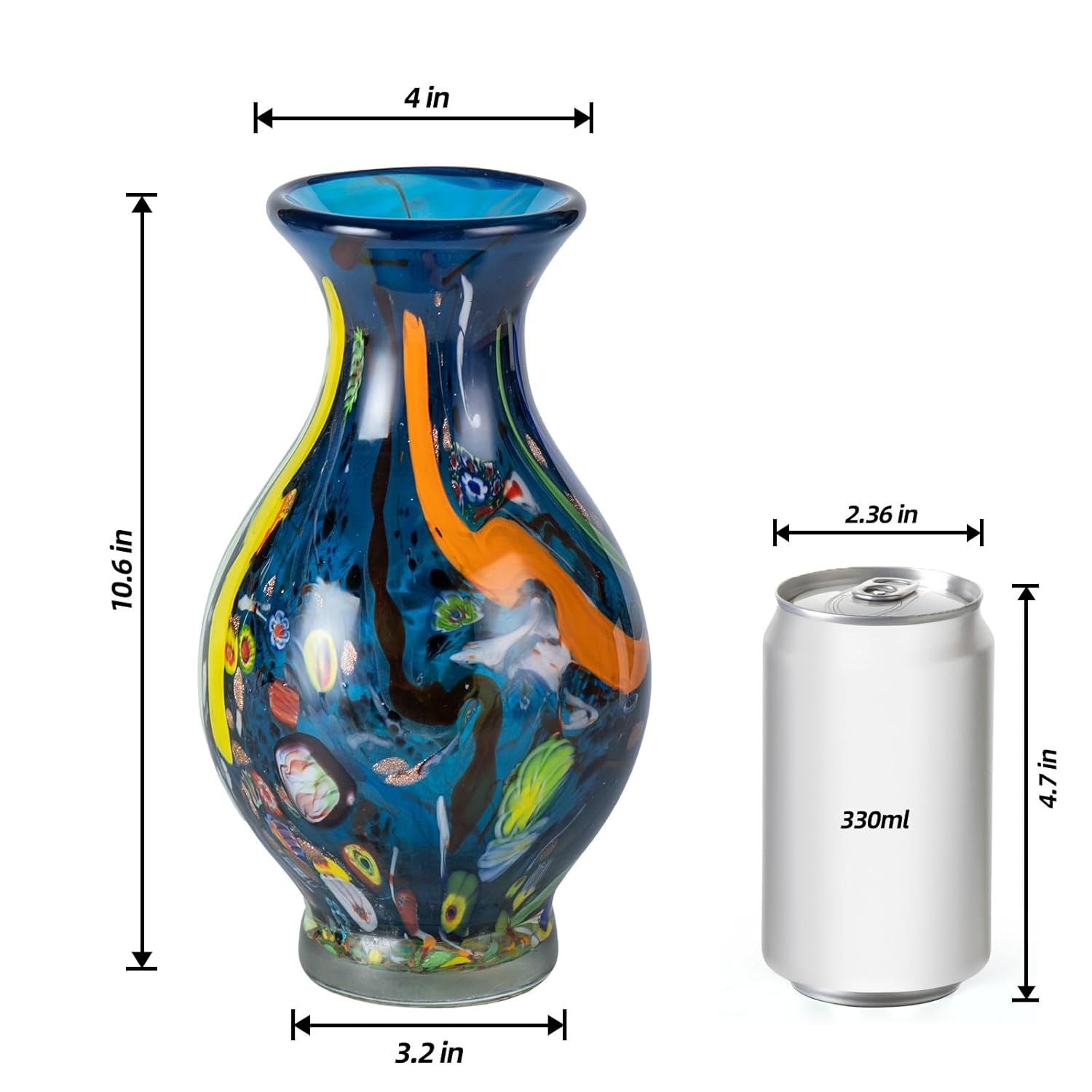 KAMMAK 8HPJG02070 glass vase front view in product description