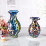 KAMMAK Colored Glass Vase, Beautiful Hand Blown Decorative Vase, Modern Art Vase for Flower Mantle Dining Table Centerpiece, Entryway Living Room Wedding Decoration (JG2070) KAMMAK 8HPJG02070 glass vase scale and proportion view image 6