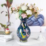 KAMMAK Colored Glass Vase, Beautiful Hand Blown Decorative Vase, Modern Art Vase for Flower Mantle Dining Table Centerpiece, Entryway Living Room Wedding Decoration (JG2070) KAMMAK 8HPJG02070 glass vase side angle view showing silhouette
