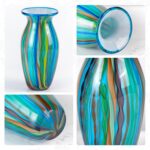 KAMMAK Colored Glass Vase, Beautiful Hand Blown Decorative Vase, Modern Art Vase for Flower Mantle Dining Table Centerpiece, Entryway Living Room Wedding Decoration (JG2008) KAMMAK 8HPJG02008 glass vase close-up material texture detail image 4