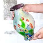 KAMMAK Colored Glass Vase, Beautiful Hand Blown Decorative Vase, Modern Art Vase for Flower Mantle Dining Table Centerpiece, Entryway Living Room Wedding Decoration (JG2074) KAMMAK 8HPJG02074 glass vase close-up material texture detail image 4