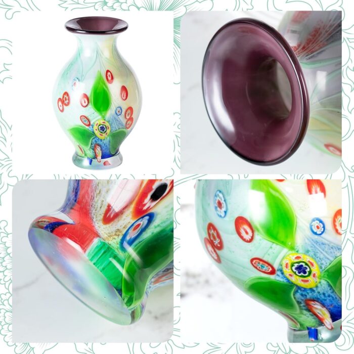 KAMMAK Colored Glass Vase, Beautiful Hand Blown Decorative Vase, Modern Art Vase for Flower Mantle Dining Table Centerpiece, Entryway Living Room Wedding Decoration (JG2074) KAMMAK 8HPJG02074 glass vase styled on dining table image 5