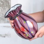 KAMMAK Colored Glass Vase, Beautiful Hand Blown Decorative Vase, Modern Art Vase for Flower Mantle Dining Table Centerpiece, Entryway Living Room Wedding Decoration (JG2075) KAMMAK 8HPJG02075 glass vase close-up material texture detail image 4