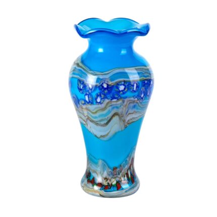 KAMMAK Colored Glass Vase, Beautiful Hand Blown Decorative Vase, Modern Art Vase for Flower Mantle Dining Table Centerpiece, Entryway Living Room Wedding Decoration (JG2079)