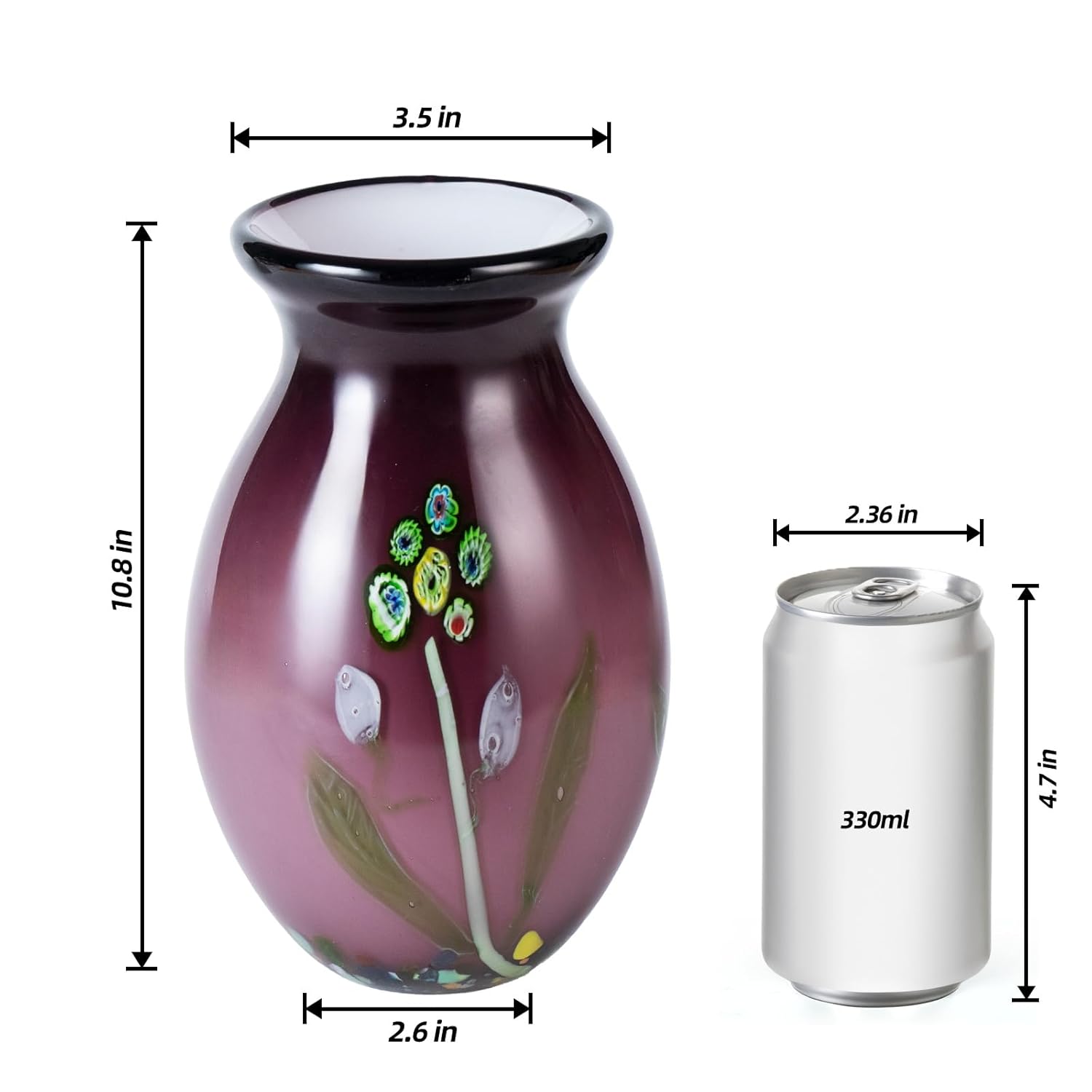 KAMMAK 8HPJG02077 glass vase front view in product description