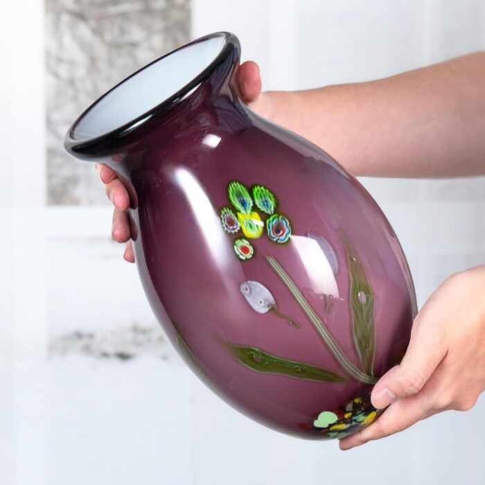 KAMMAK Colored Glass Vase, Beautiful Hand Blown Decorative Vase, Modern Art Vase for Flower Mantle Dining Table Centerpiece, Entryway Living Room Wedding Decoration (JG2077) KAMMAK 8HPJG02077 glass vase close-up material texture detail image 4