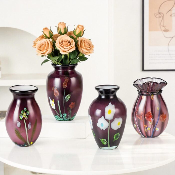 KAMMAK Colored Glass Vase, Beautiful Hand Blown Decorative Vase, Modern Art Vase for Flower Mantle Dining Table Centerpiece, Entryway Living Room Wedding Decoration (JG2077) KAMMAK 8HPJG02077 glass vase decorative craft detail image 7
