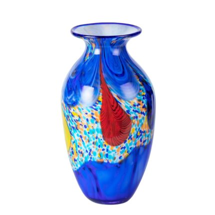 KAMMAK Colored Glass Vase, Beautiful Hand Blown Decorative Vase, Modern Art Vase for Flower Mantle Dining Table Centerpiece, Entryway Living Room Wedding Decoration (JG2080)