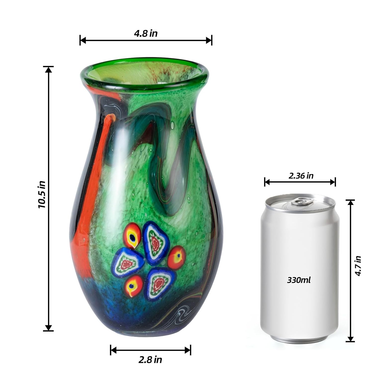 KAMMAK 8HPJG02081 glass vase front view in product description