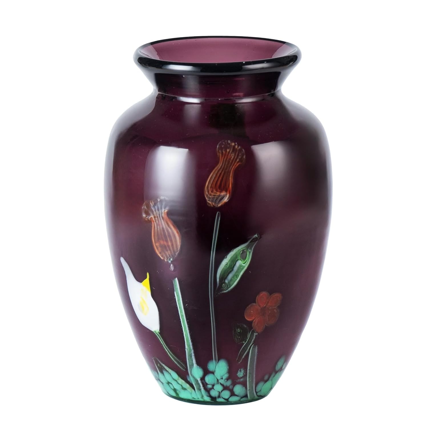 KAMMAK Colored Glass Vase, Beautiful Hand Blown Decorative Vase, Modern Art Vase for Flower Mantle Dining Table Centerpiece, Entryway Living Room Wedding Decoration (JG2100) KAMMAK 8HPJG02100 glass vase product card image