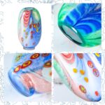 KAMMAK Colored Glass Vase, Beautiful Hand Blown Decorative Vase, Modern Art Vase for Flower Mantle Dining Table Centerpiece, Entryway Living Room Wedding Decoration (JG2087) KAMMAK 8HPJG02087 glass vase styled on dining table image 5