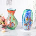 KAMMAK Colored Glass Vase, Beautiful Hand Blown Decorative Vase, Modern Art Vase for Flower Mantle Dining Table Centerpiece, Entryway Living Room Wedding Decoration (JG2087) KAMMAK 8HPJG02087 glass vase scale and proportion view image 6
