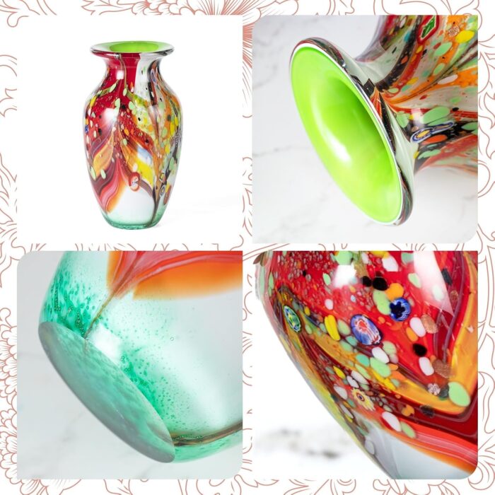 KAMMAK Colored Glass Vase, Beautiful Hand Blown Decorative Vase, Modern Art Vase for Flower Mantle Dining Table Centerpiece, Entryway Living Room Wedding Decoration (JG2090) KAMMAK 8HPJG02090 glass vase styled on dining table image 5