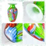 KAMMAK Colored Glass Vase, Beautiful Hand Blown Decorative Vase, Modern Art Vase for Flower Mantle Dining Table Centerpiece, Entryway Living Room Wedding Decoration (JG2096) KAMMAK 8HPJG02096 glass vase styled on dining table image 5