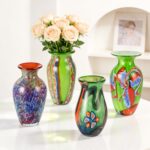 KAMMAK Colored Glass Vase, Beautiful Hand Blown Decorative Vase, Modern Art Vase for Flower Mantle Dining Table Centerpiece, Entryway Living Room Wedding Decoration (JG2096) KAMMAK 8HPJG02096 glass vase decorative craft detail image 7