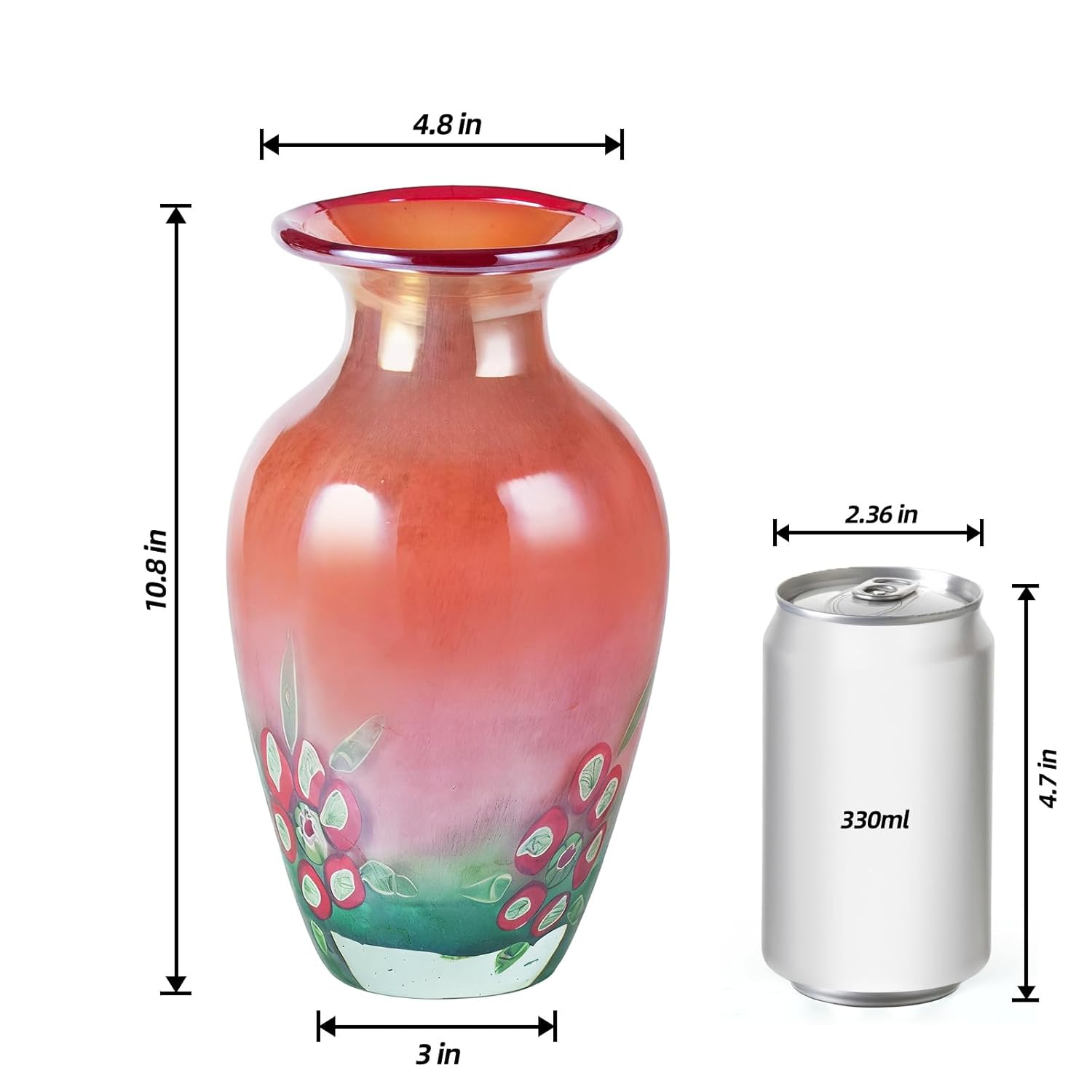 KAMMAK 8HPJG02099 glass vase front view in product description