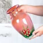 KAMMAK Colored Glass Vase, Beautiful Hand Blown Decorative Vase, Modern Art Vase for Flower Mantle Dining Table Centerpiece, Entryway Living Room Wedding Decoration (JG2099) KAMMAK 8HPJG02099 glass vase close-up material texture detail image 4