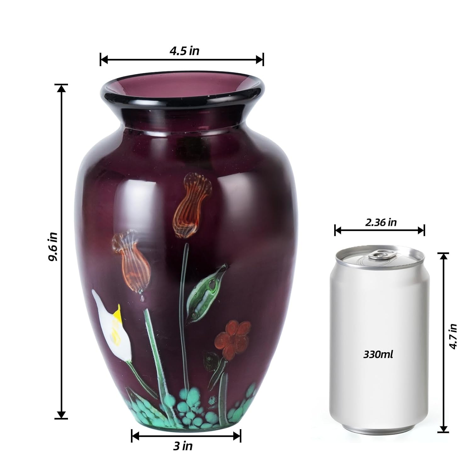 KAMMAK 8HPJG02100 glass vase front view in product description